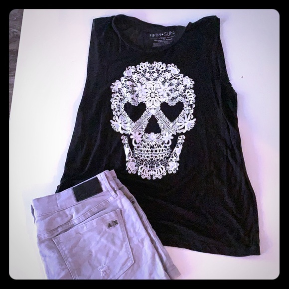 Tops - Lace Skull Tank